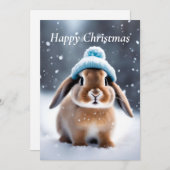 Invitation Joli lapin dans un Casquette Bobble Own ART Noël (Devant / Derrière)