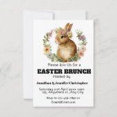 Invitation Joli Lapin de brunch de Pâques à l'aquarelle moder (Devant)