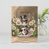 Invitation Joli lapin de Pâques. (Debout devant)