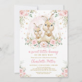 Invitation Joli lapin de verdure Pâques Bunny fête d'annivers (Devant)