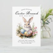 Invitation Joli lapin Élégant Brunch de Pâques & Chasse aux O (Debout devant)