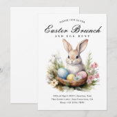 Invitation Joli lapin Élégant Brunch de Pâques & Chasse aux O (Devant / Derrière)