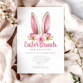 Invitation Joli Lapin Floral Oreilles Pâques Brunch