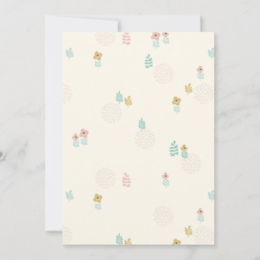 Invitation Joli lapin Jaune Floral Fille Enfant Premier anniv (Dos)