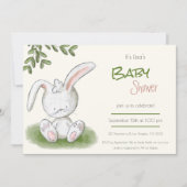 Invitation Joli lapin Lapin Vert Baby shower Neutre (Devant)