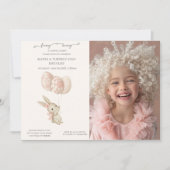 Invitation Joli lapin rose pâle Pâques (Devant)