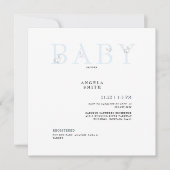 Invitation Joli lapins bleu clair En vichy Baby shower carré. (Devant)