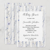 Invitation Joli Lavande Blanc rayures Baby shower Floral (Devant / Derrière)
