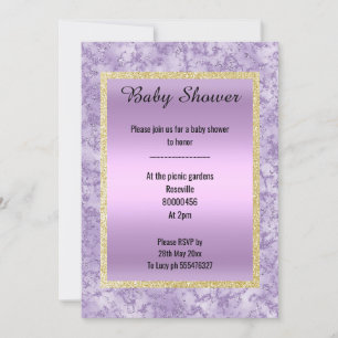 Invitation Joli Lilac violet Parties scintillant en marbre do