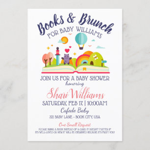 Invitation Joli livre de baby shower et Personnaliser de brun
