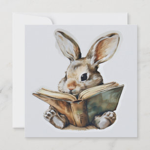 Invitation Joli livre de lecture de lapin enfants rétro