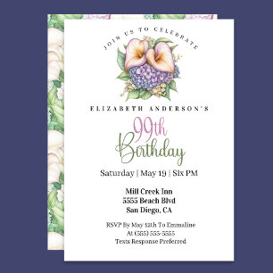 Invitation Joli lys calla pastel pour 99e anniversaire
