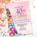 Invitation Joli Macaron français 40e anniversaire<br><div class="desc">Joli Macaron Français Cookie 40e Anniversaire Invitation Pour Femmes. Il Est Facile De Changer L'Exemple De Texte En Vous Propre En Cliquant Sur Personnaliser. Cliquez Sur Personnaliser/Modifier Avec L'Outil De Création Pour Modifier Le Type De Police, La Couleur De Police, La Taille De Police, Ou Pour Ajouter/Supprimer/Modifier Le Texte Ou...</div>