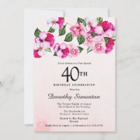 Invitation Fête d'anniversaire papillon classique simple magenta