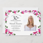 Invitation Joli Magenta rose blanc Photo 30e anniversaire (Devant)