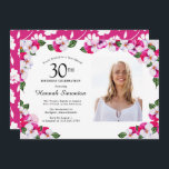 Invitation Joli Magenta rose blanc Photo 30e anniversaire<br><div class="desc">Un cadre élégant de panneaux d'aquarelle entoure les détails de votre fête du 30e anniversaire et la photo. Le magenta, rose et blanc, lumineux et coloré est parfait pour un anniversaire de printemps ou d'été. Tout le texte est modifiable pour que vous puissiez créer la bonne image. L'arrière de l'invitation...</div>