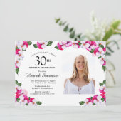 Invitation Joli Magenta rose blanc Photo 30e anniversaire (Debout devant)