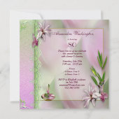 Invitation Joli Magnolia et Fan 80e anniversaire rose (Dos)