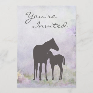 Invitation Joli Mare et Foal Silhouette Baby shower Invitatio