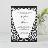 Invitation Joli Mariage Art déco noir et blanc (Debout devant)