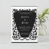 Invitation Joli Mariage Art déco noir et blanc (Debout devant)