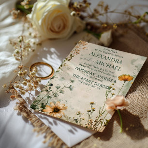 Invitation Joli mariage bohème de prairie petite fleur sauvag