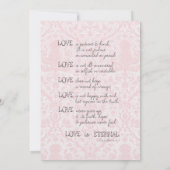 Invitation Joli Mariage damassé rose et blanc (Dos)