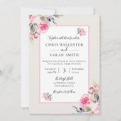 Invitation Joli Mariage d'aquarelle rose pâle (Devant)