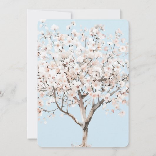 Invitation Joli Mariage d'arbre à fleurs rose (Dos)