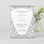 Invitation Joli Mariage d'argent et d'art déco blanc (Debout devant)