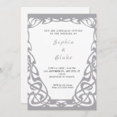 Invitation Joli Mariage d'argent et d'art déco blanc (Devant / Derrière)