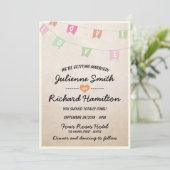 Invitation Joli Mariage de bannière de Bunting Vintage (Debout devant)