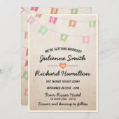 Invitation Joli Mariage de bannière de Bunting Vintage (Devant / Derrière)