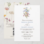 Invitation Joli mariage de code QR de prairie de fleurs sauva (Devant / Derrière)