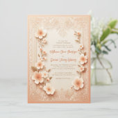 Invitation Joli Mariage de dentelle romantique florissant (Debout devant)