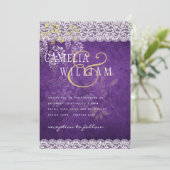 Invitation Joli Mariage de dentelle WISTERIA violet rustique (Debout devant)