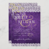 Invitation Joli Mariage de dentelle WISTERIA violet rustique (Devant / Derrière)