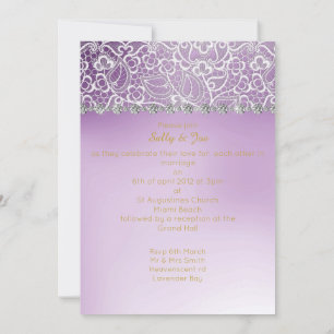 Invitation Joli Mariage de diamants de dentelle violette