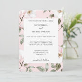 Invitation Joli Mariage de Fleurs blanches rose pâle (Debout devant)