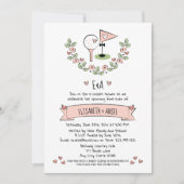 Invitation Joli Mariage de golf rose Couples de douche Invita (Devant)