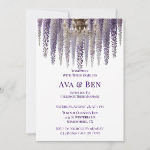 Invitation Joli Mariage de lustre de Wisteria violet