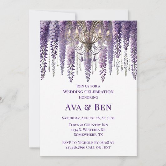 Invitation Joli Mariage de lustre de Wisteria violet (Devant)