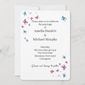 Invitation Joli Mariage de papillon bleu rose (Dos)