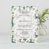 Invitation Joli Mariage de papillons bleus (Debout devant)