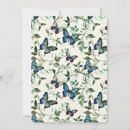 Invitation Joli Mariage de papillons bleus (Dos)