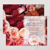 Invitation Joli Mariage de roses roses romantiques (Devant / Derrière)