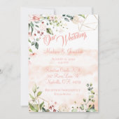 Invitation Joli Mariage de script floral rose (Devant)