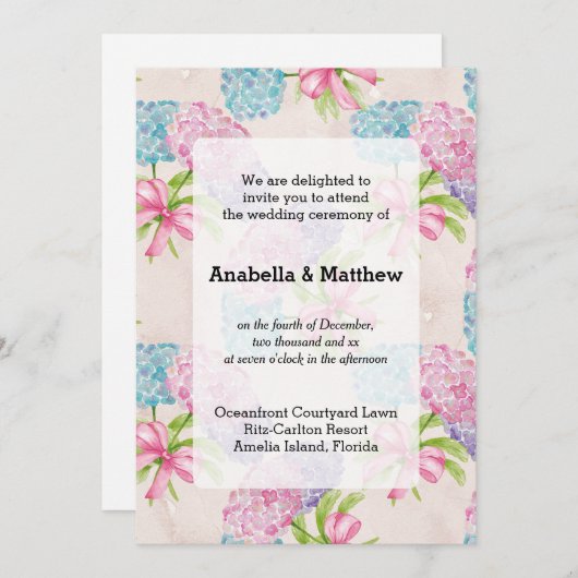 Invitation Joli Mariage Floral (Devant / Derrière)