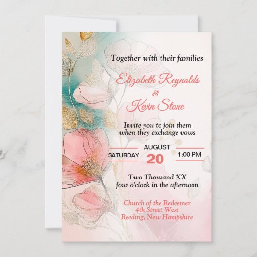 Invitation Joli Mariage Floral (Devant)