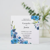 Invitation Joli Mariage Floral Bleu (Debout devant)
